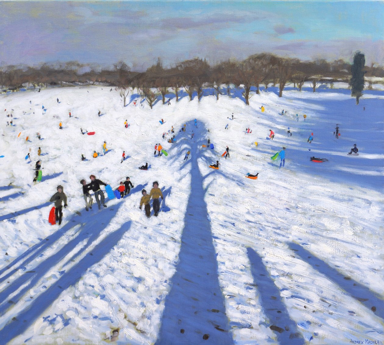 Kelkkailu, Wollaton Park, 2017, (öljy kankaalle) tekijältä Andrew Macara
