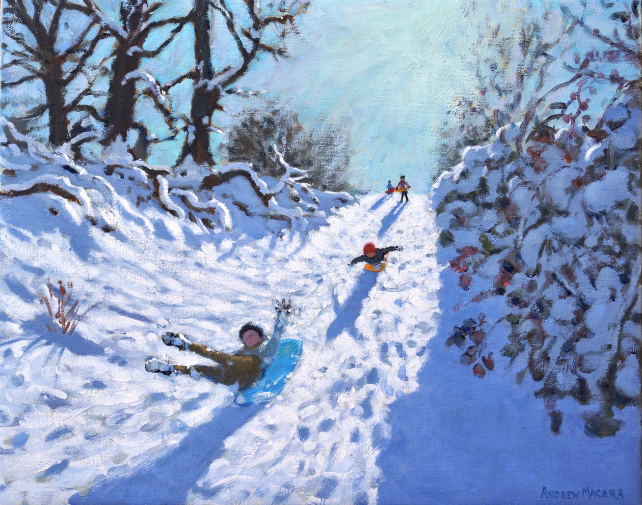 Kelkkailu, Calke Abbey, Ticknall, Derby, 2021 (öljy kankaalle) tekijältä Andrew Macara