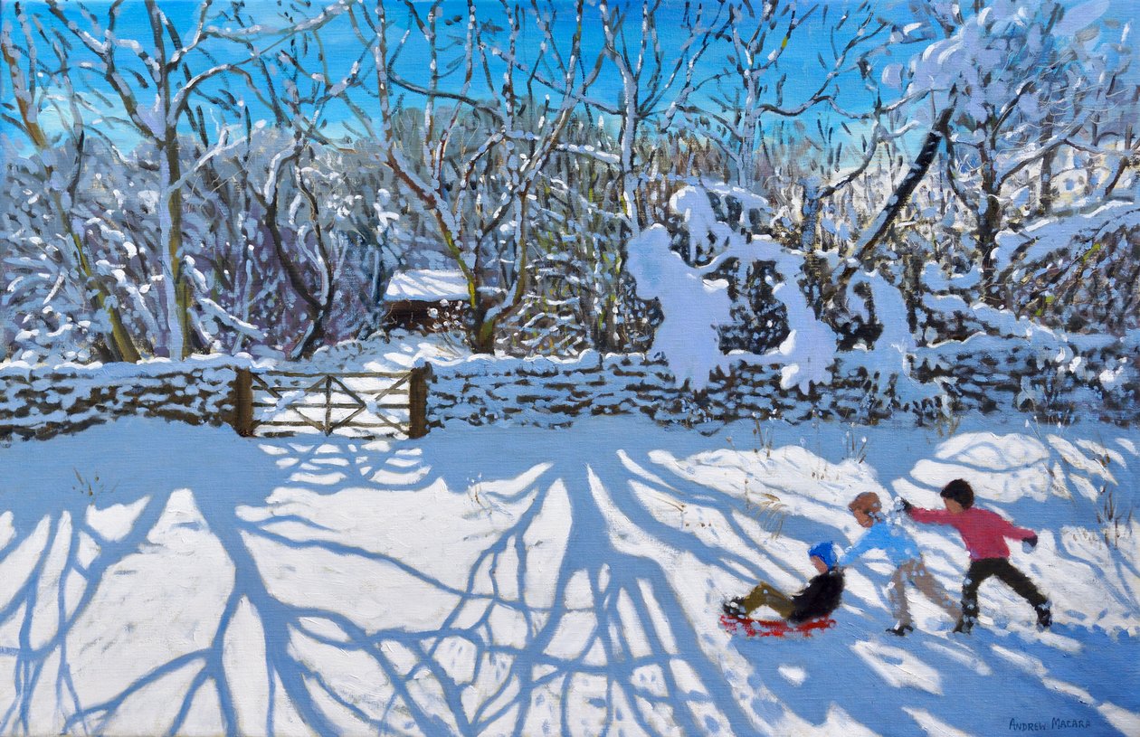 Kelkkailu, Gambols Lane, Dovehead, High Peak, Derbyshire, 2021 (öljy kankaalle) tekijältä Andrew Macara