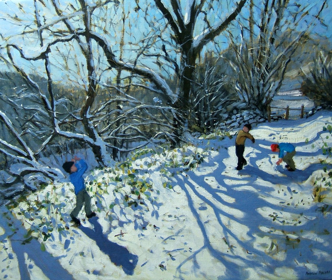 Lumipallosota, Derbyshire (öljy kankaalle) tekijältä Andrew Macara