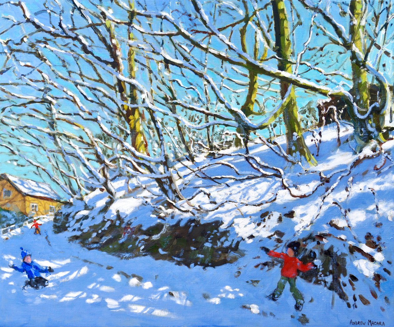 Snowballing, Upper Hulme, Staffordshire, 2020, (öljy kankaalle) tekijältä Andrew Macara