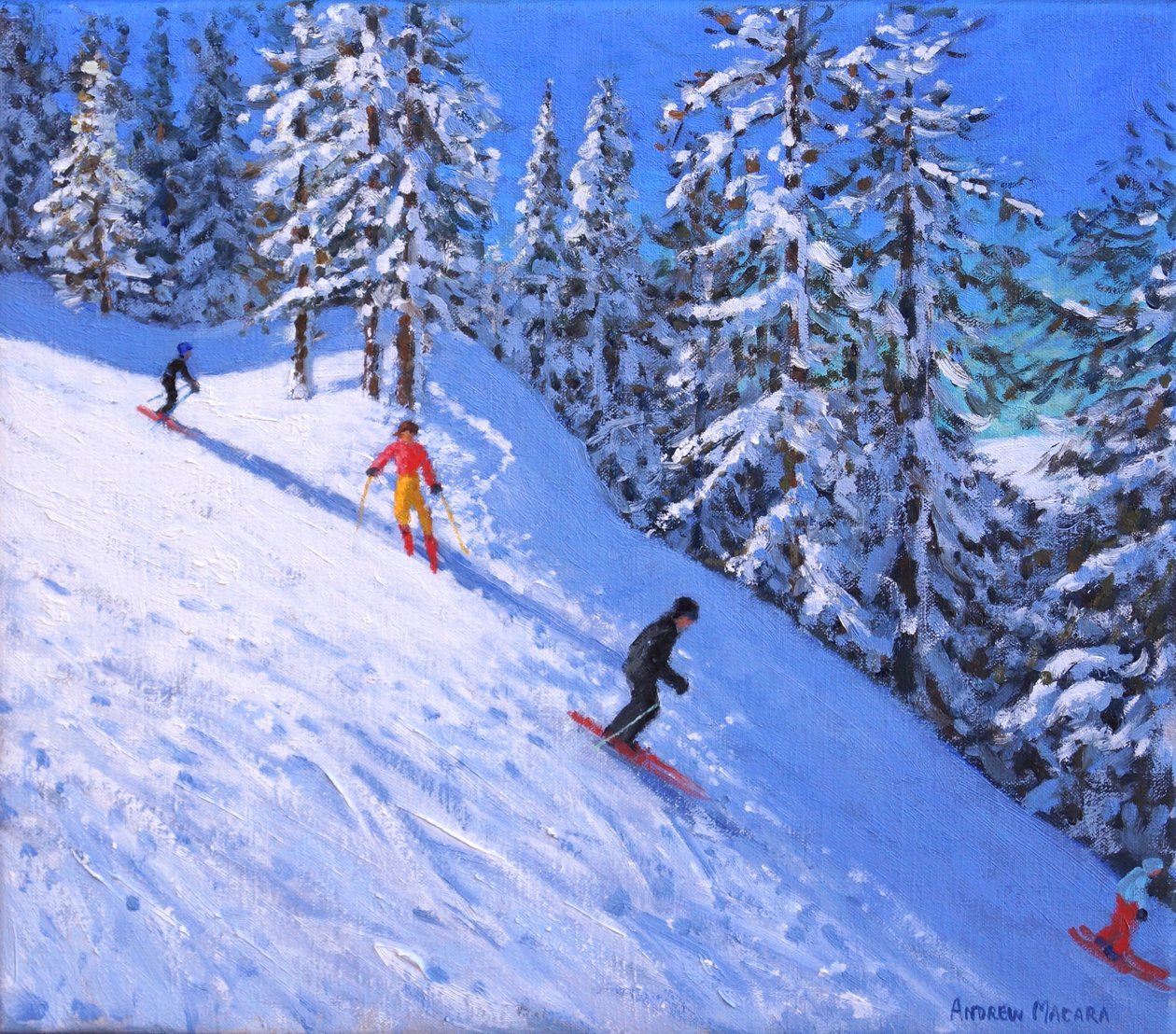 Jyrkkä rinne, Les Arcs, Ranska, (öljy kankaalle) tekijältä Andrew Macara