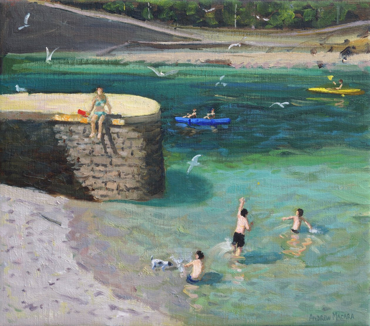 The Harbour, Looe, 2018, (öljy kankaalle) tekijältä Andrew Macara