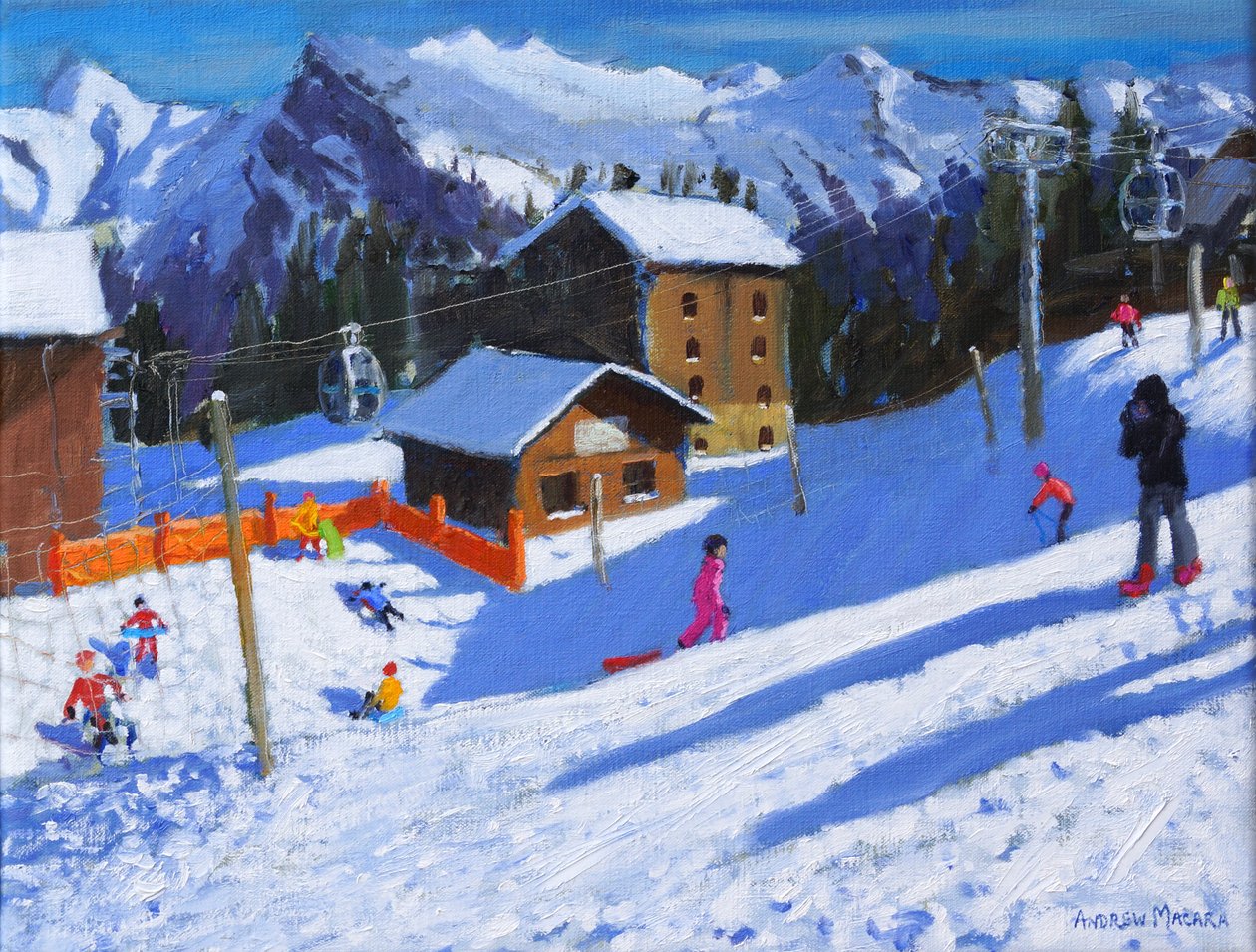 The Ice Rink, Samoens, Ranska, 2022 (öljy kankaalle) tekijältä Andrew Macara