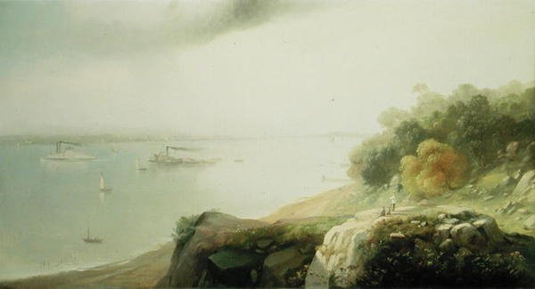 Näkymä New Yorkiin Castle Pointista, Hobokenista (öljy kankaalle) tekijältä Andrew Melrose