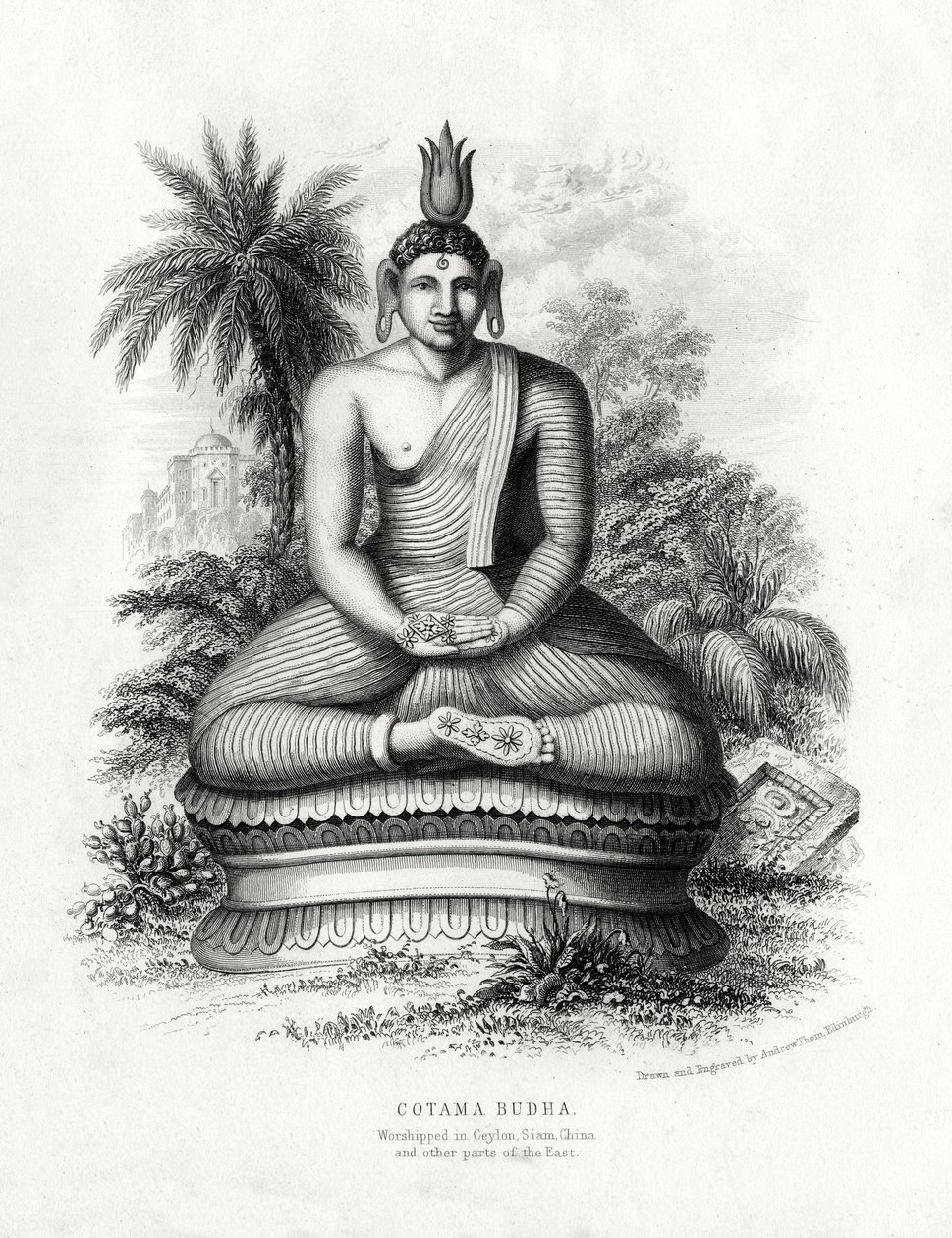 Corona Buddha, palvottu Ceylonissa, Siamissa, Kiinassa, 1800-luvulla tekijältä Andrew Thom