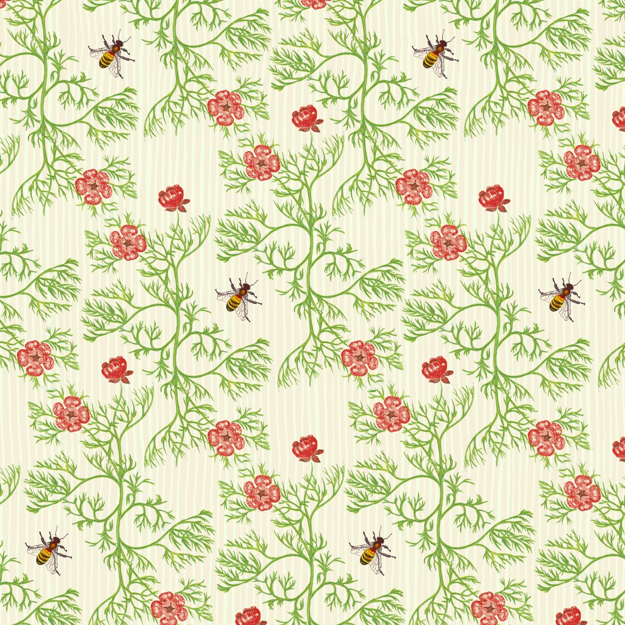 Honey Bee Floral, 2017 (mustevesiväri, digitaalinen) tekijältä Andrew Watson