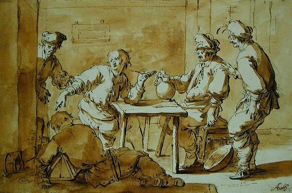 Baarissa, 1633 (kynän ja musteen pesu paperille) tekijältä Andries Both