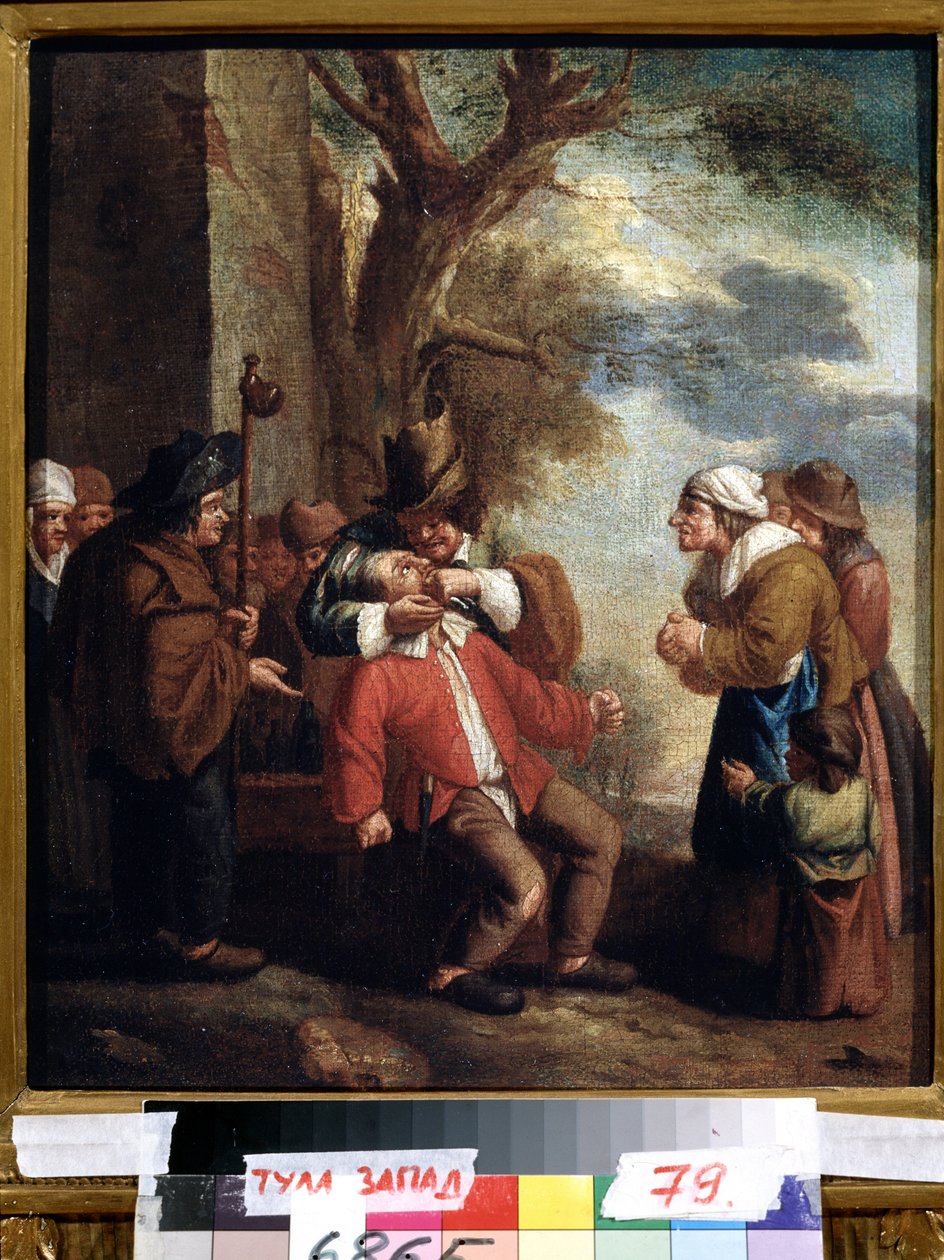 ""Hampaan vetäjä tai kipu"" (Hammaslääkäri. Kipu (sarjasta Viisi aistia) Andries Dirksz Bothin (1608-1641) maalaus 1600-luvun valtion taidemuseo Tula Venäjä tekijältä Andries Both