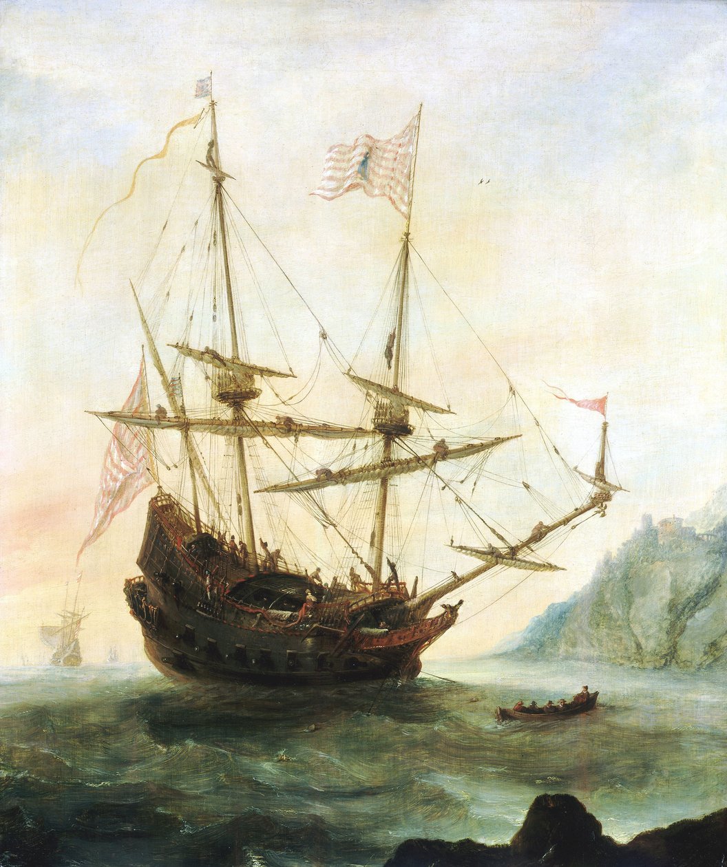 Santa Maria ankkurissa, noin 1628 (öljy paneelille). tekijältä Andries van Eertvelt
