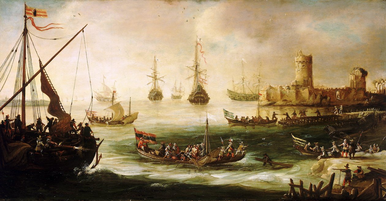 Espanjalaisen retkikunnan paluu, öljy puulle, Andries van Eertvelt (1590-1652). tekijältä Andries van Eertvelt