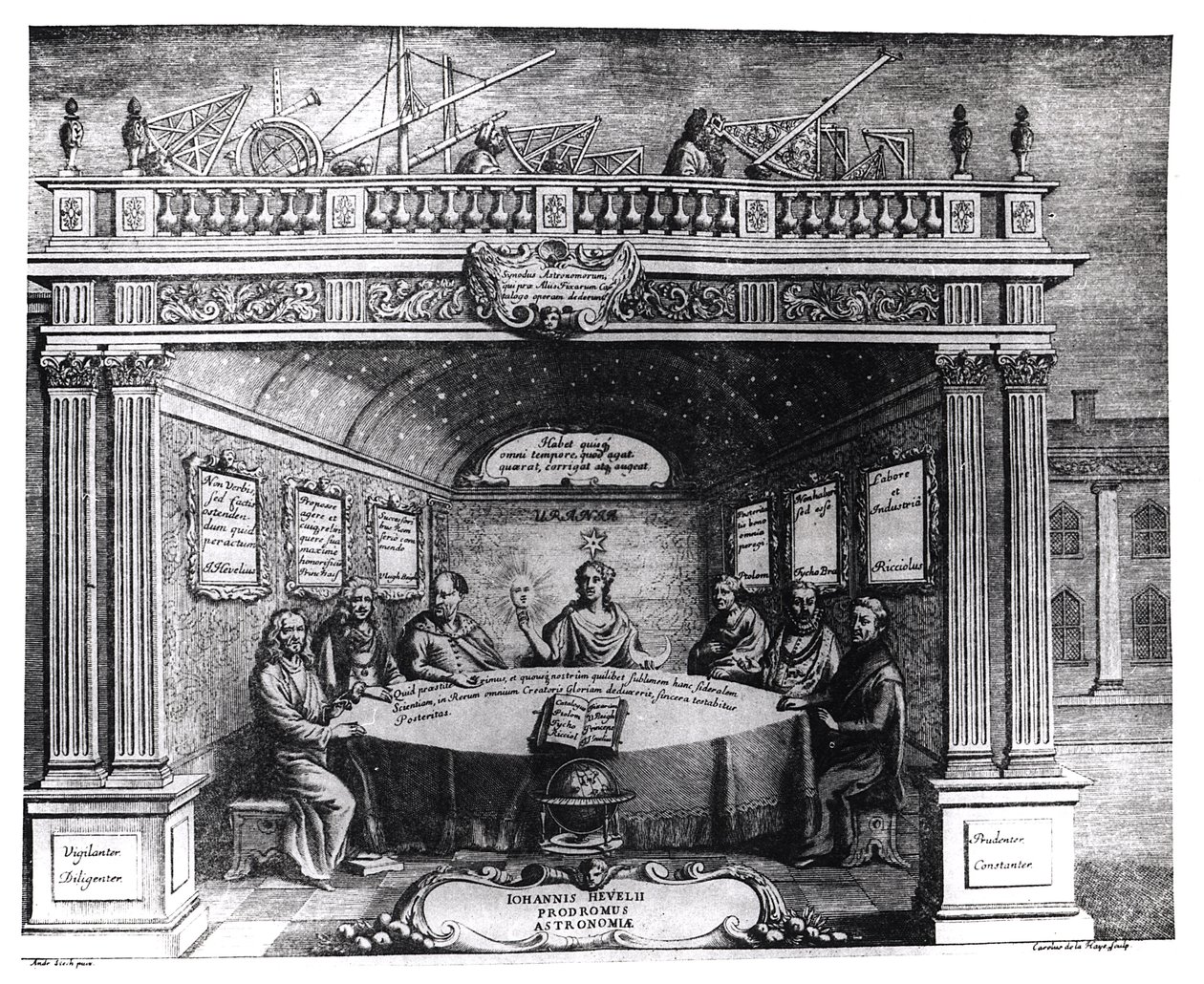Suuret tähtitieteilijät, Johannes Heveliuksen (1611-87) Prodomus Astronomiaesta, julkaistu Gdanskissa, 1690 tekijältä Andrzej Stech