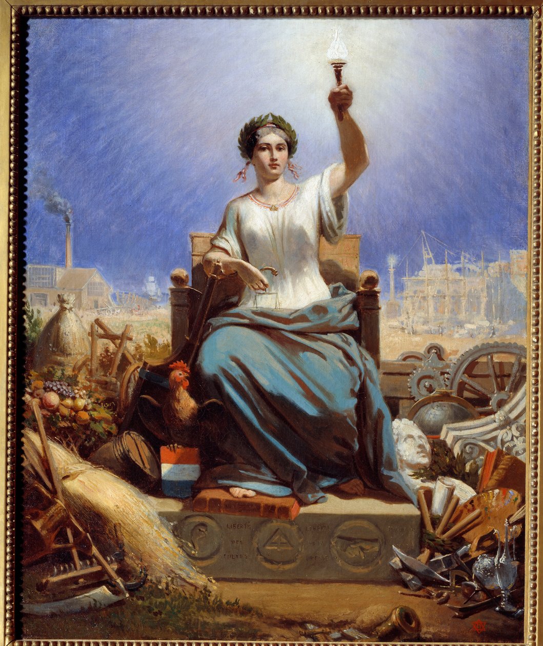 Ranska valaisee maailmaa. Allegoria. Janet Langen (1815-1872) maalaus tekijältä Ange Louis Janet