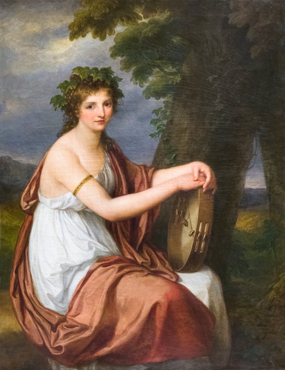 Bacchanteksi pukeutuneen nuoren naisen muotokuva tekijältä Angelica Kauffman