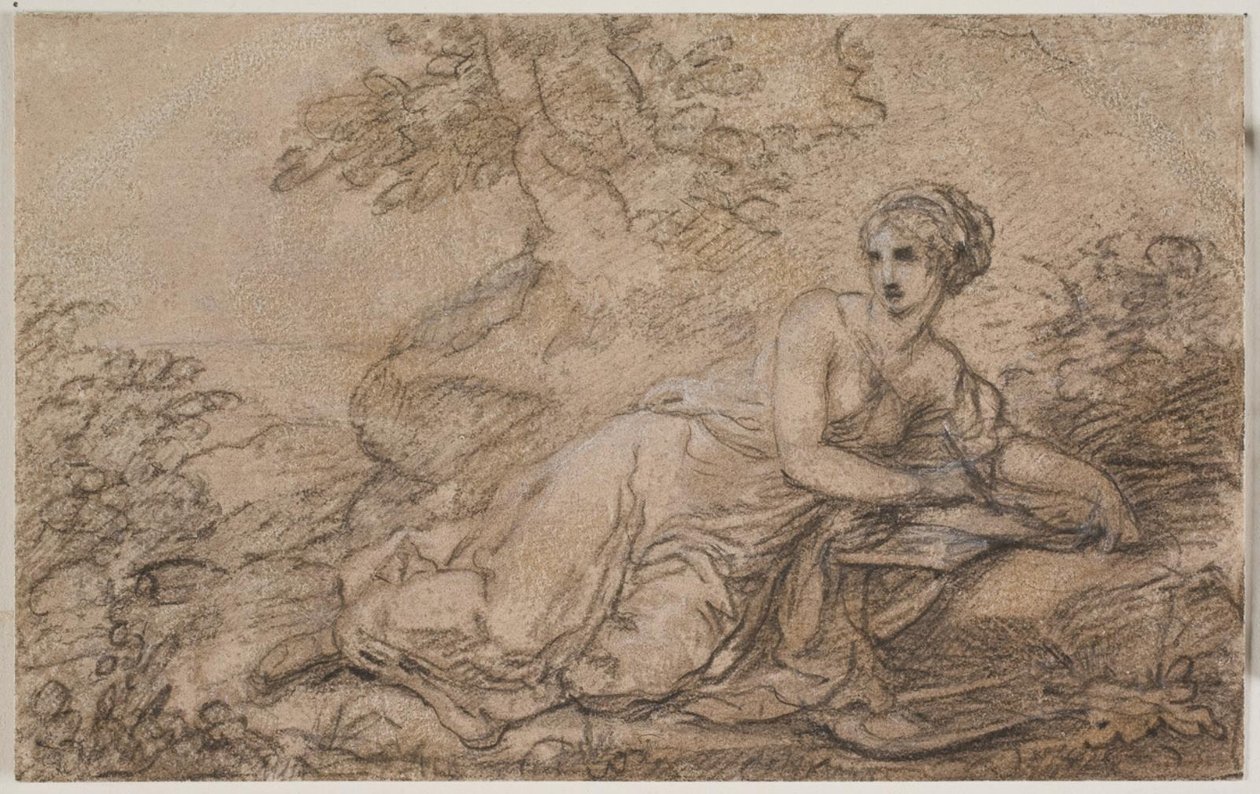 Naisrunoilija, mahdollisesti Sappho tekijältä Angelica Kauffmann