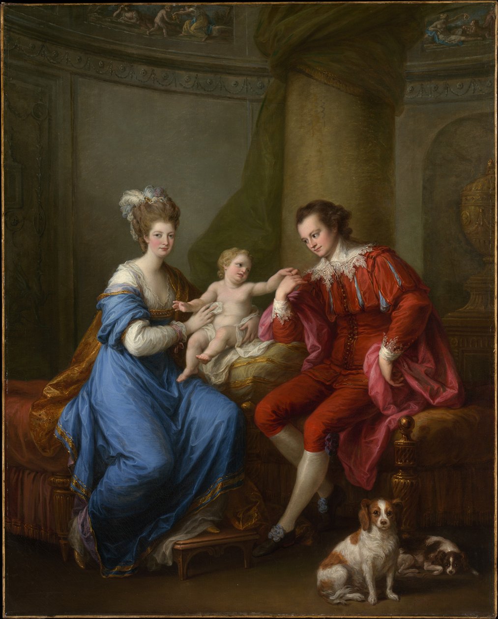 Edward Smith Stanley (1752-1834), Derbyn kahdestoista jaarli, Elizabeth, Derbyn kreivitär (Lady Elizabeth Hamilton, 1753-1797), ja heidän poikansa (Edward Smith Stanley, 1775-1851) tekijältä Angelica Kauffmann