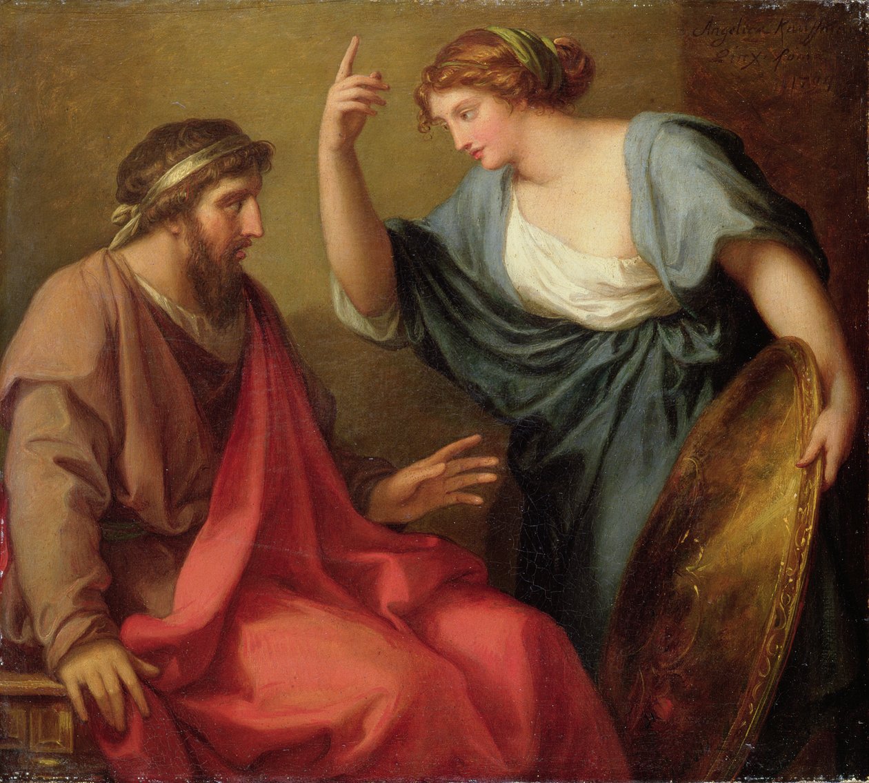 Egeria luovuttamassa Numa Pompiliukselle kilpensä, 1794 tekijältä Angelica Kauffmann