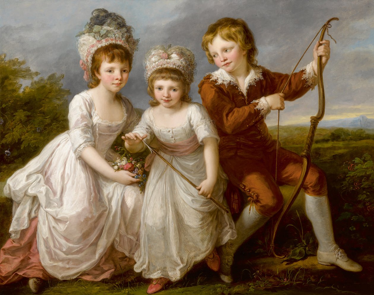 Lady Georgiana Spencerin, Henrietta Spencerin ja George varakreivi Althorpin muotokuva, n. 1766. tekijältä Angelica Kauffmann