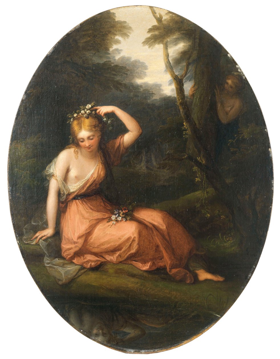 Silvia, koristelemassa itseään kukilla Daphnen havainnolla, 1783. tekijältä Angelica Kauffmann