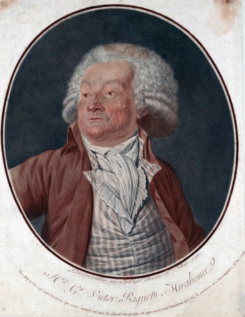 Muotokuva kirjailija Gabriel de Riquetista, Mirabeaun kreivi (1749-1791) - Muotokuva kirjailijasta G.V. Mirabeau (1749-1791) - Kaiverrus Angelique Allais (syntynyt Briceau) (aktiivinen 1700-luku), etsaus, akvarelli 1791 (29,5x25 cm) - Yksityiskokoelma tekijältä Angelique (fl.1796 d.1827) Allais