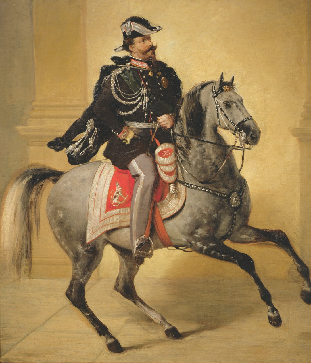 Italian Viktor Emmanuel II:n ratsastusmuotokuva tekijältä Angelo Inganni