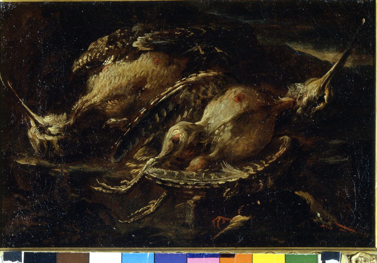 Lintujen asetelma. Angelo Maria Crivellonen (? - 1730/60?) maalaus. Milano, CRA. tekijältä Angelo Maria Crivelli