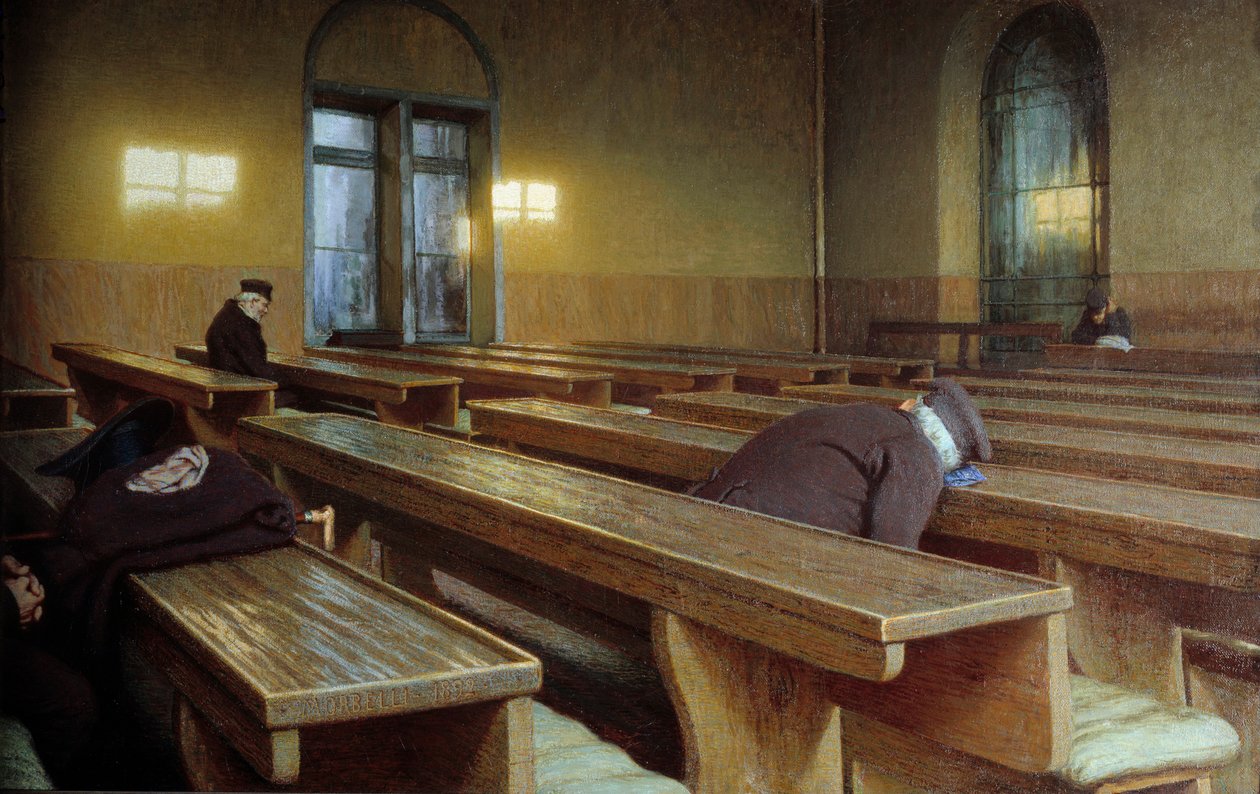 Juhlapäivä Trivulzion saattohoidossa Milanossa. Angelo Morbellin (1853-1919) maalaus tekijältä Angelo Morbelli