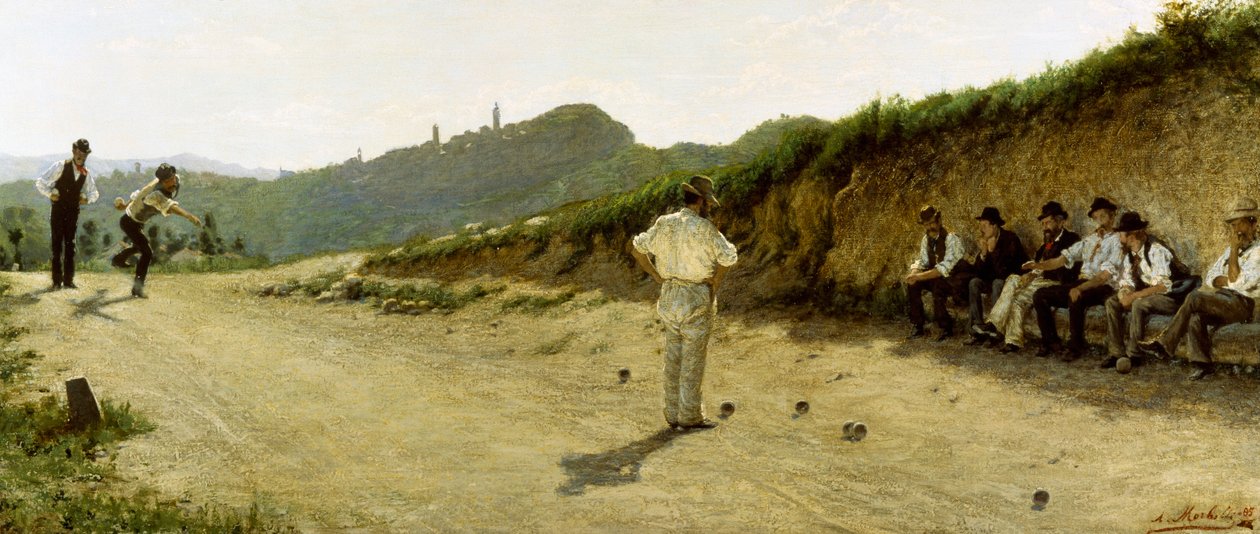 Peli kulhoista, Angelo Morbelli 1885, öljy kankaalle tekijältä Angelo Morbelli