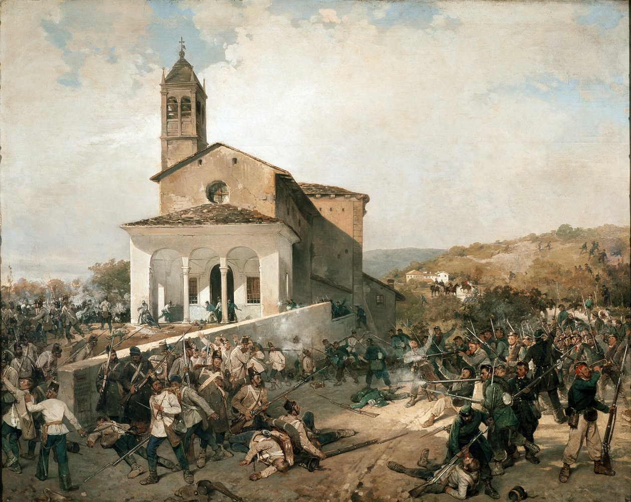 San Fermon taistelu (öljyä kankaalle) tekijältä Angelo Trezzini