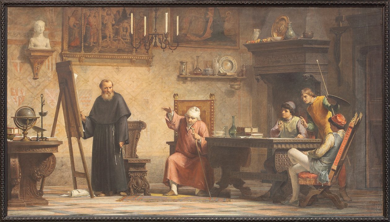 Piero della Francesca sanelee geometrian säännöt Luca Paciolille. tekijältä Angelo Tricca