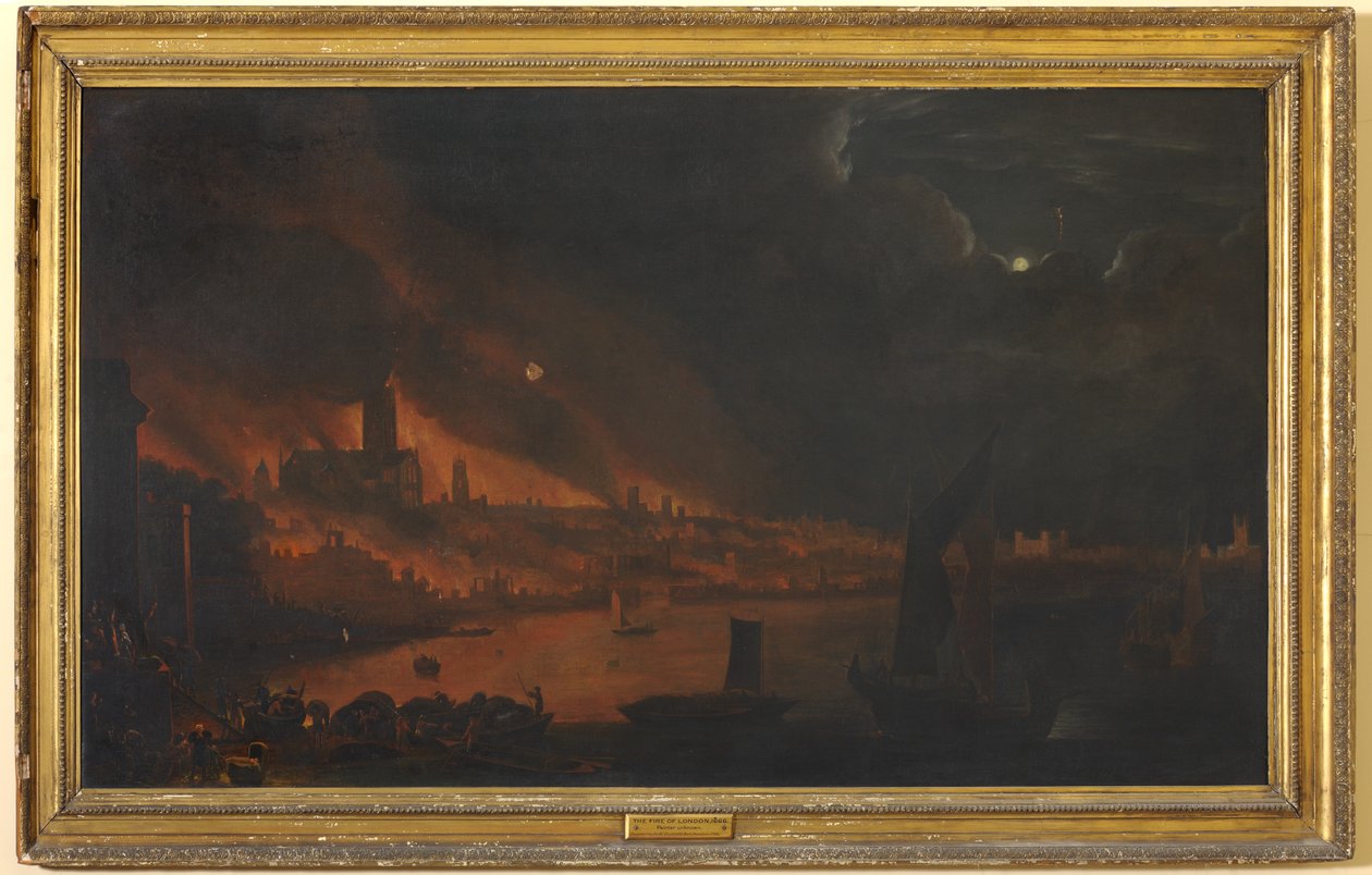 Lontoon suuri palo, n. 1666-1700 (öljy kankaalle) tekijältä Anglo Dutch School