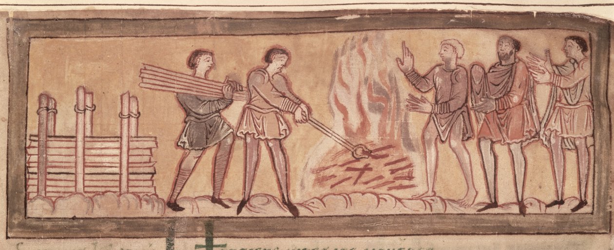 Cott Tib B V f.8 Lämmitys ja seppätyö, n. 1030 (vellum) tekijältä Anglo Saxon
