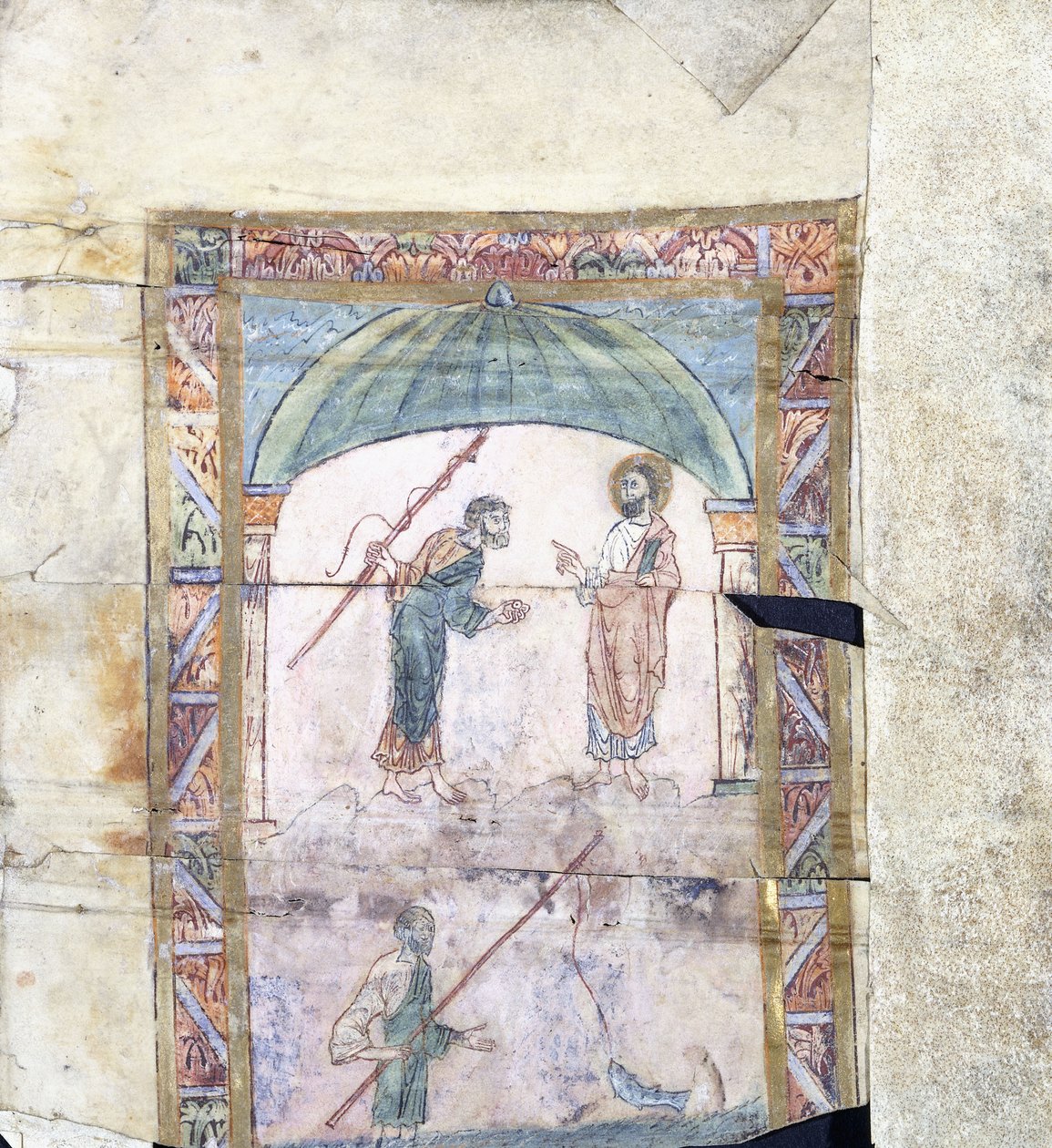 Kristus neuvoo Pietaria Kapernaumissa kunniarahoista, n. 1000 jKr tekijältä Anglo Saxon