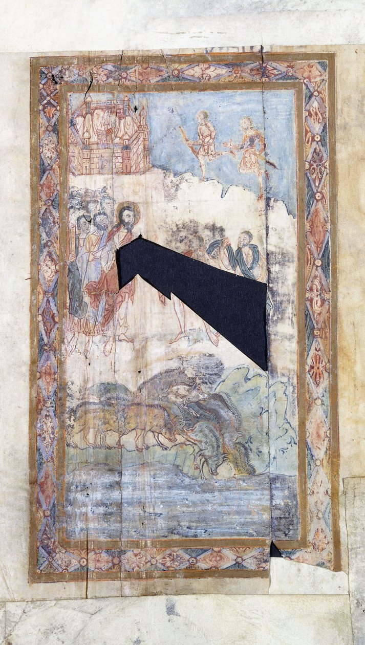 The Miracle of the Gadarene sarjakuvan tapaan, noin 1000 jKr tekijältä Anglo Saxon