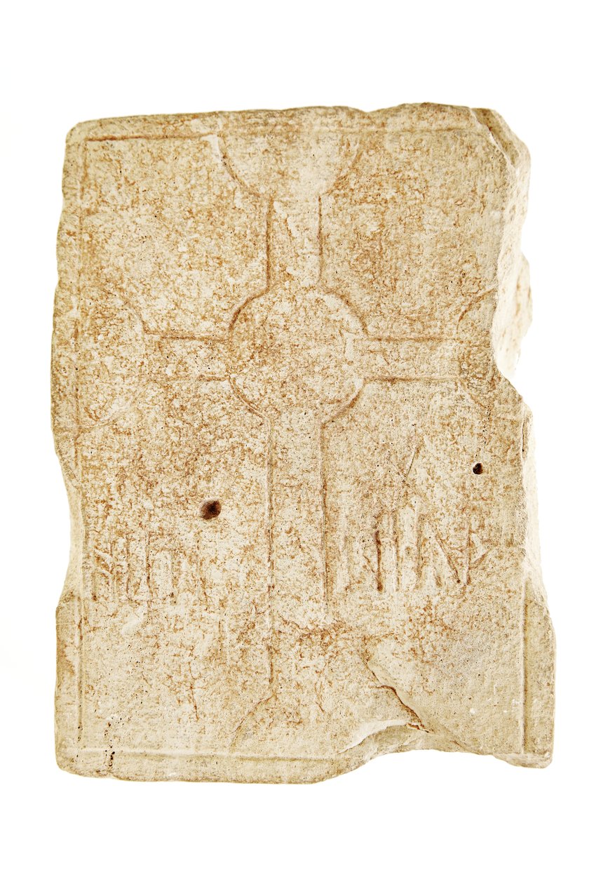 Hautamerkki, 700-luvun puolivälistä 800-luvun puoliväliin (kalkkikivi) tekijältä Anglo Saxon Anglo Saxon