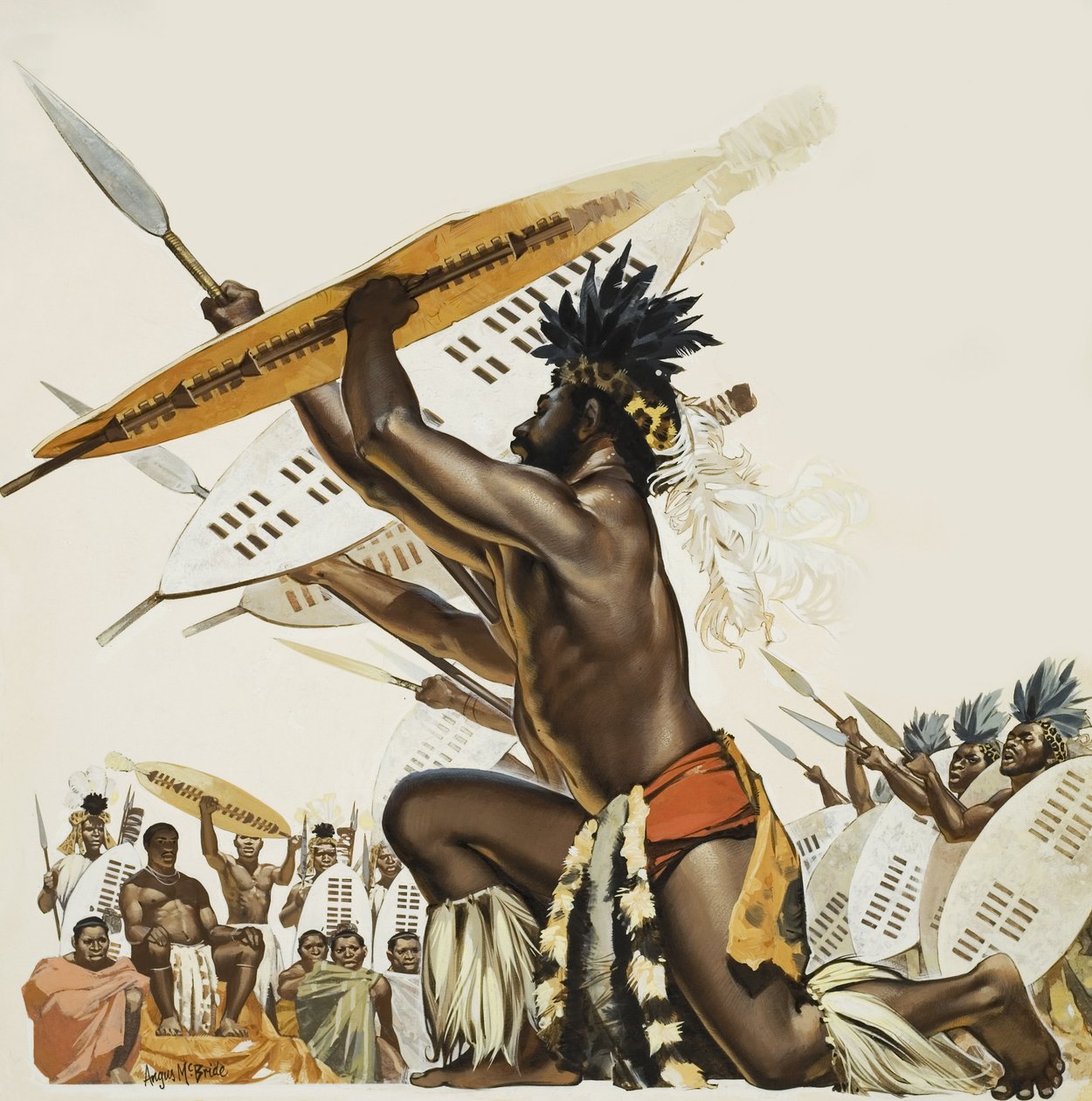 Afrikkalaiset soturit (guassi paperille) tekijältä Angus McBride