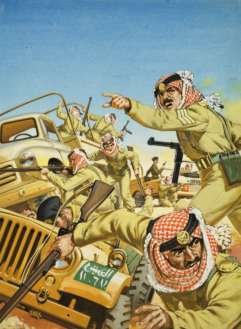 Jordanian kuningas Hussein (1925-99) (guassi paperille) tekijältä Angus McBride