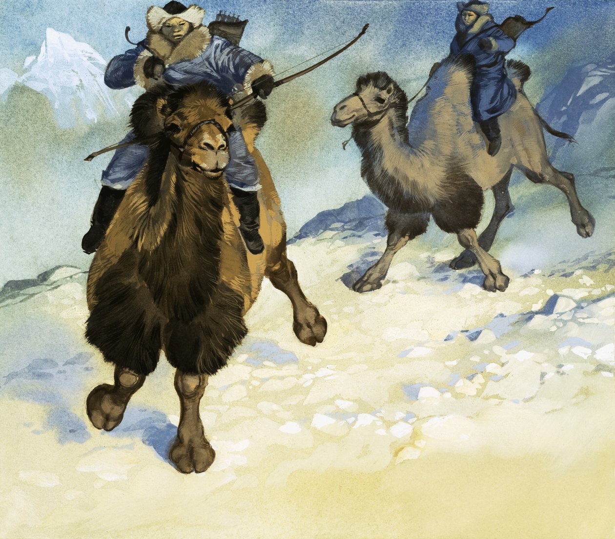 Mongolien sotureita kameleilla tekijältä Angus McBride