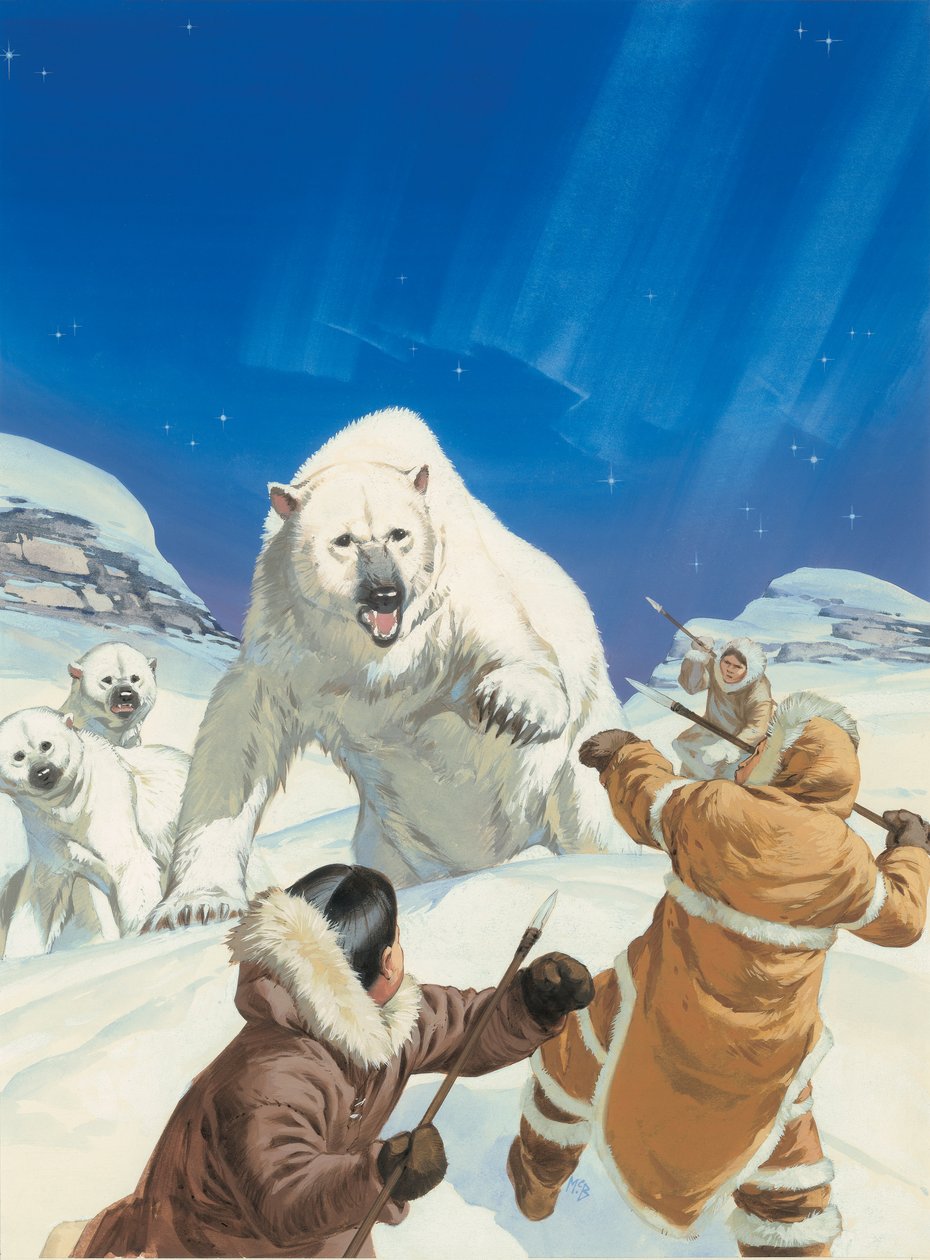 Jääkarhut ja eskimot (guassi paperille) tekijältä Angus McBride