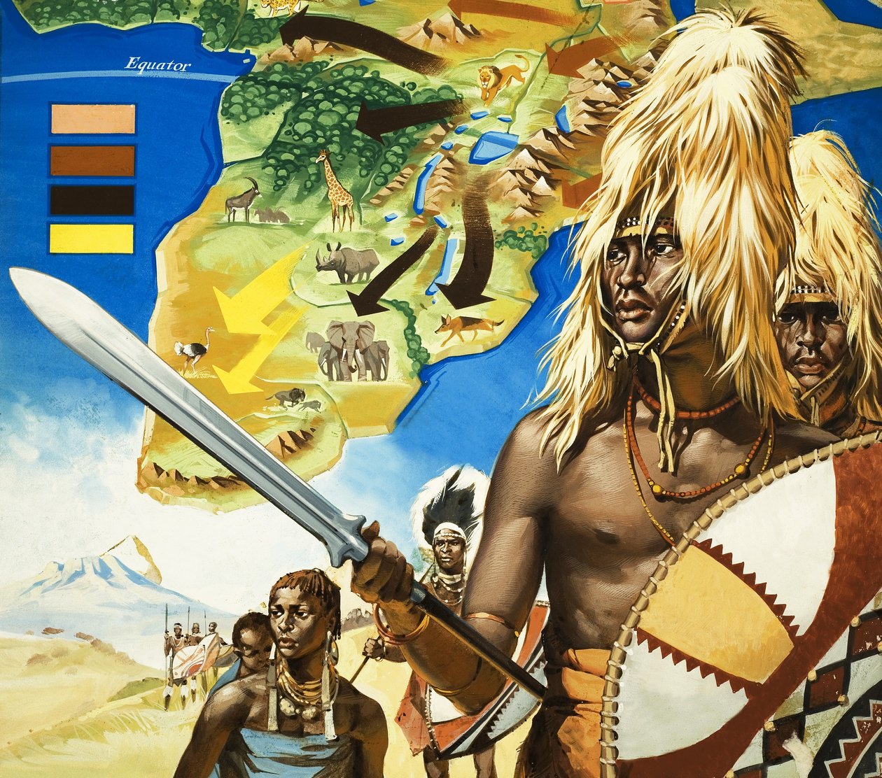 Masai-heimo Afrikassa tekijältä Angus McBride
