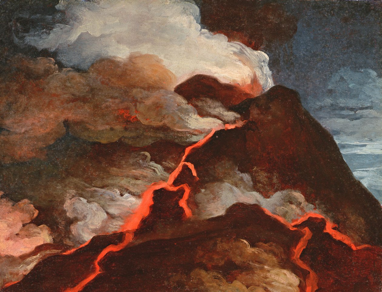 Vesuvius purkautumassa, 1772 (öljy paperille) tekijältä Anicet Charles Lemonnier