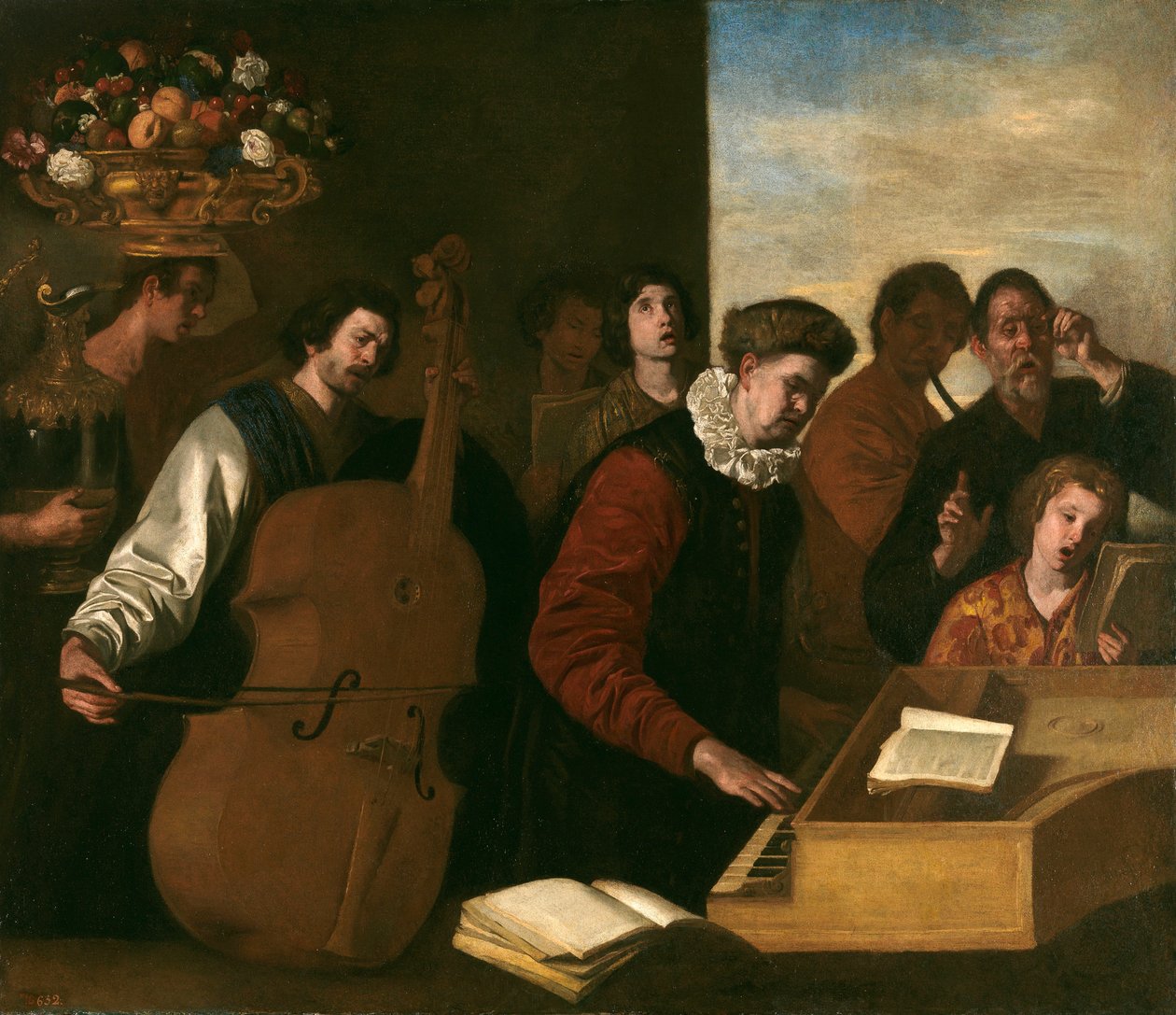 Konsertti - peinture de 1640 Falcone, Aniello (1600 / 7-1665) 109x127 cm - Museo del Prado, Madrid - The Concert (öljy kankaalle), Falcone, Aniello (1607-56) / Prado, Madrid, Espanja tekijältä Aniello Falcone