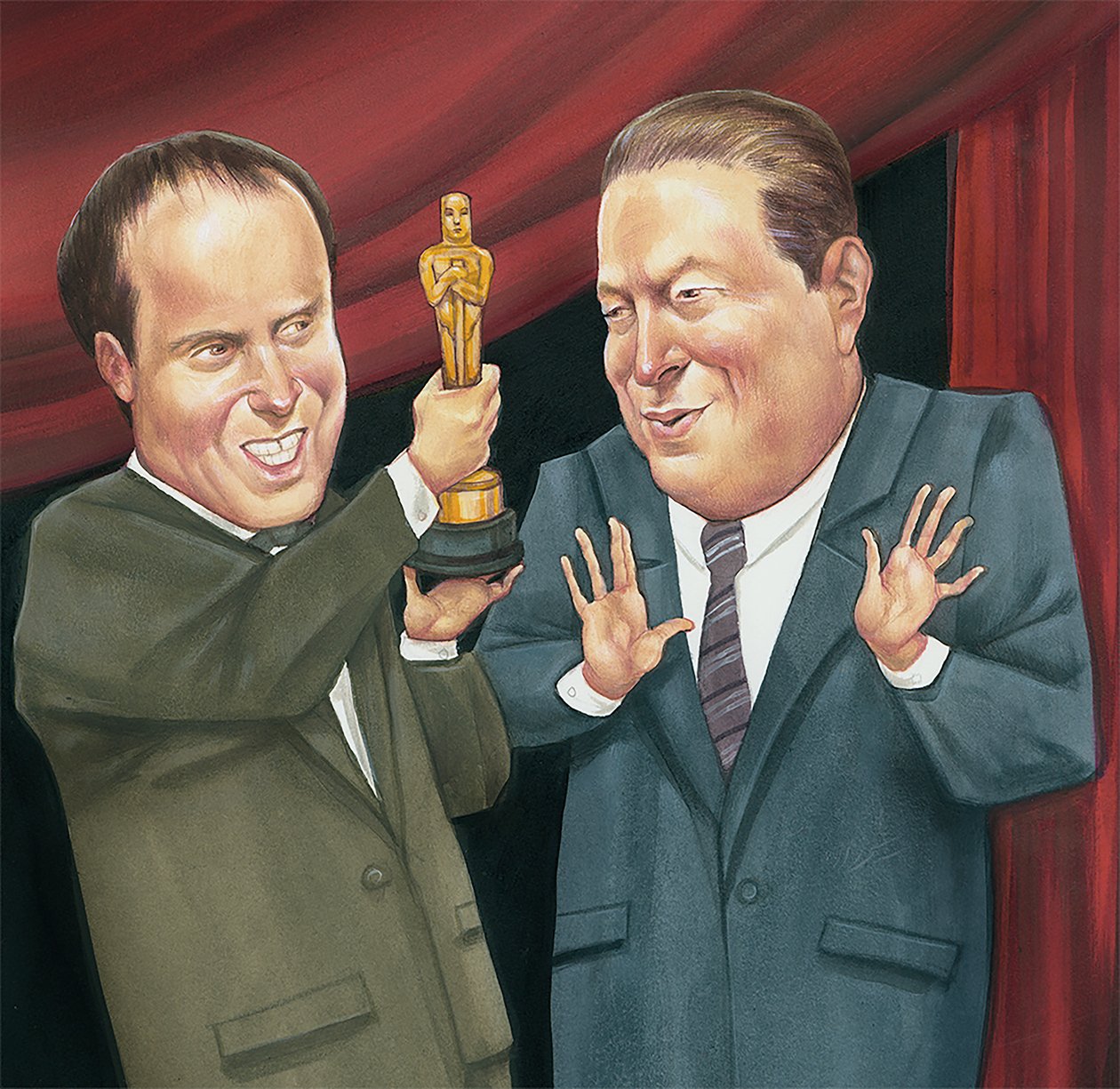Al Gore saa Oscarin, 2007 (akryyli kuvituskartongille) tekijältä Anita Kunz