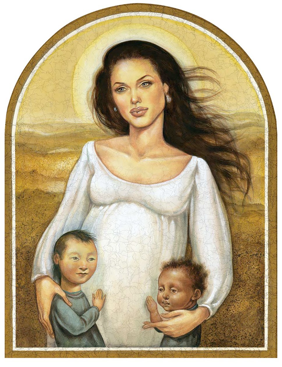 Angelina Jolie, 2004 (akryyli kuvituskartongille) tekijältä Anita Kunz