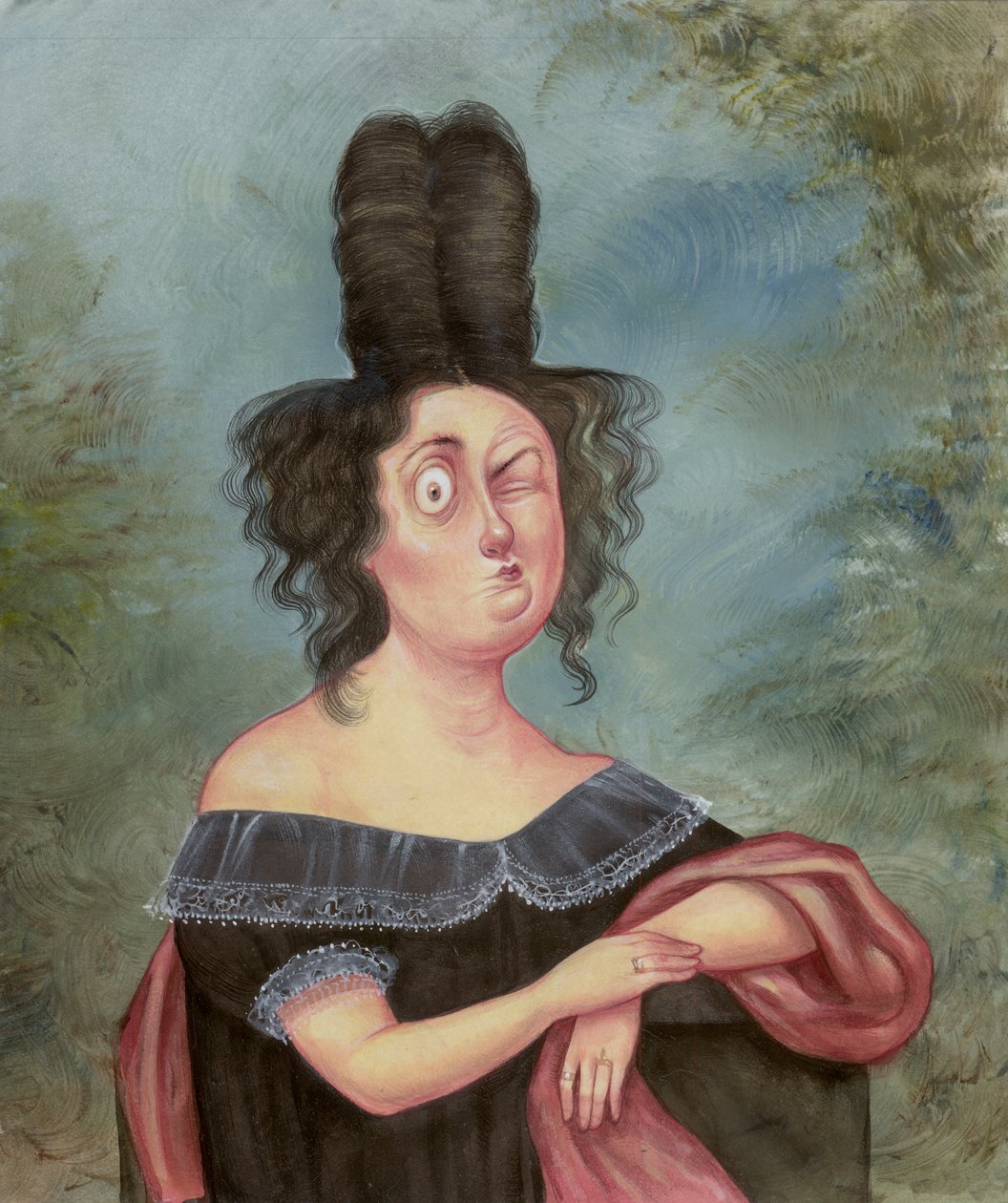 Portrait Of A Dubious Woman, 2018 (akryylimaali kuvituskartongille) tekijältä Anita Kunz