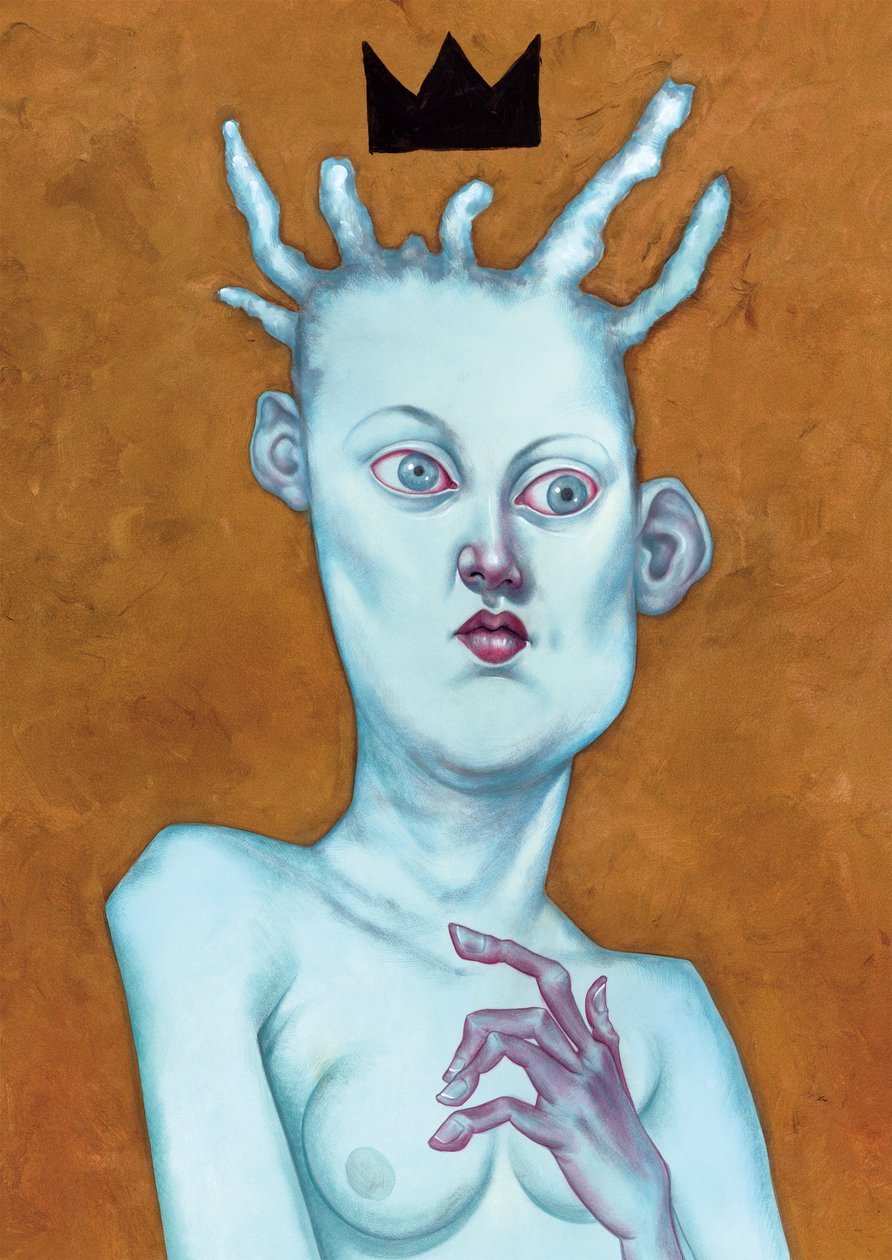 Queen With Crown, 2016 (akryylimaali kuvituskartongille) tekijältä Anita Kunz