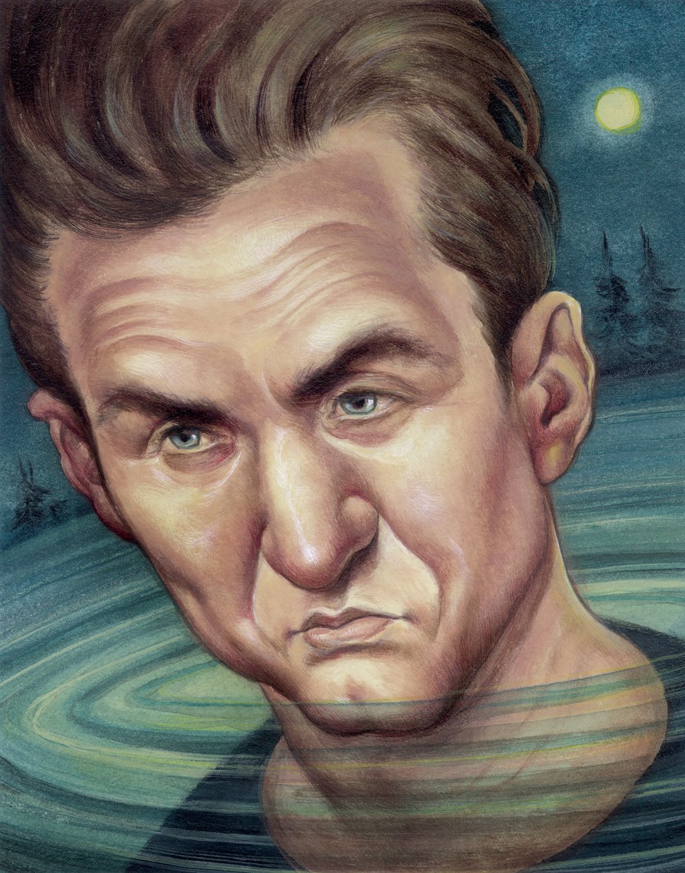 Sean Penn, 2003 (akryyli kuvituskartongille) tekijältä Anita Kunz