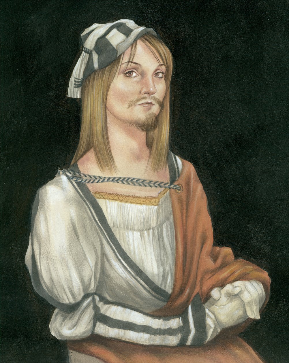 Self Portrait With Facial Hair, 2011 (akryylimaali kuvituskartongille) tekijältä Anita Kunz