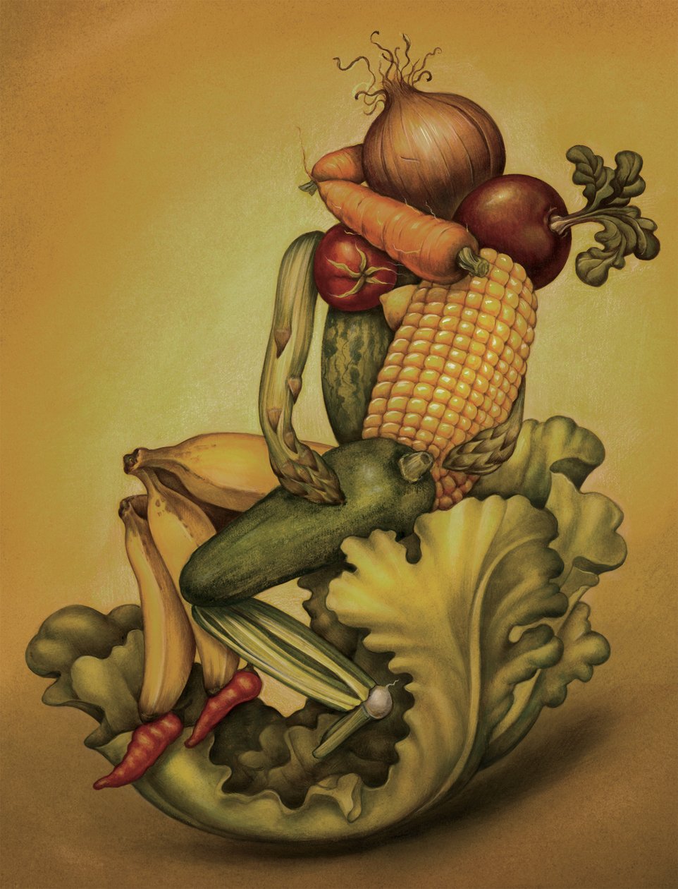 Vegan Kiss, 2010 (akryylimaali kuvituskartongille) tekijältä Anita Kunz