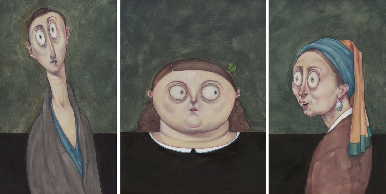 Women Chilling, 2017 (akryylimaali kuvituskartongille) tekijältä Anita Kunz